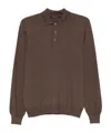 Tagliatore Long Sleeve Wool Polo Sweater With Collar In Brown