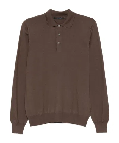 TAGLIATORE LONG SLEEVE WOOL POLO SWEATER WITH COLLAR