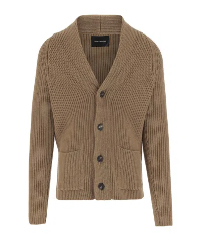 Tagliatore Long-sleeved Button-down Cardigan In Brown