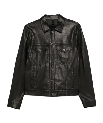 TAGLIATORE TAGLIATORE LONG SLEEVED BUTTONED LEATHER JACKET