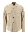 Tagliatore Suede-leather Button-down Shirt Jacket In White