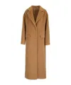 Tagliatore Beige Single-breasted Coat In Angora Blend In Beige