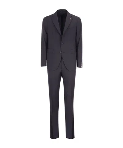 Tagliatore Long-sleeved Coat Belt Ring Trousers Suit In Black