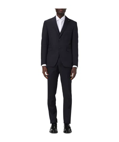Tagliatore Long-sleeved Coat Belt Ring Trousers Suit In Black