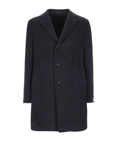 Tagliatore Button-fastening Cashmere Coat In Black
