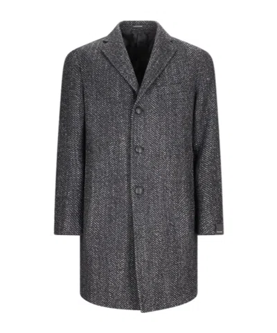 Tagliatore Long-sleeved Coat In Black
