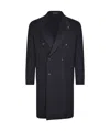 Tagliatore Blue London Double-breasted Coat In Black