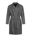 Tagliatore Herringbone Pattern Mid-length Coat Belted In Black