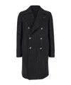 Tagliatore 'arden' Dakr Grey Double Breasted Coat With Buttons In Black