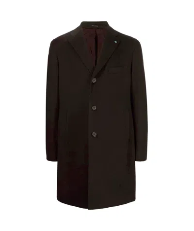 Tagliatore Long-sleeved Coat In Black