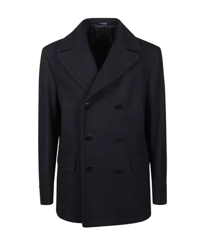 Tagliatore Long-sleeved Coat In Black