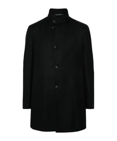 Tagliatore Long-sleeved Coat In Black