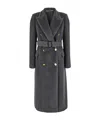 Tagliatore 'jole' Grey Double-breasted Coat With Waist Belt In Black