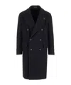 Tagliatore Black Double-breasted Coat With Four Pockets In Blue