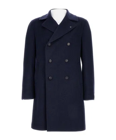 Tagliatore Long-sleeved Coat In Blue