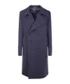Tagliatore Long Sleeve Coat With Notched Lapels And Pockets In Blue