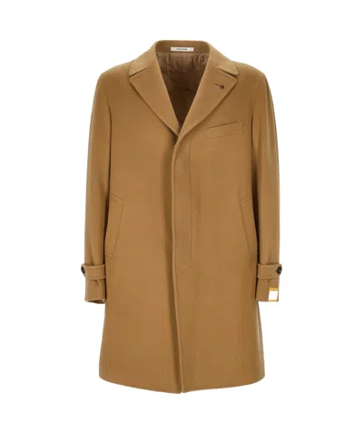 Tagliatore Long-sleeved Coat In Brown