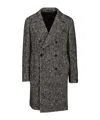 Tagliatore Cappotto Sfoderato 2 Petti Bruce Lungo Resca Tweed Nero 40 Cot 20 Lana 19 Polies 12 Af 5 Seta 4 Alpa In Gray