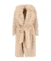Tagliatore Waist Belted Long Length Textured Hooded Jacket In Multi