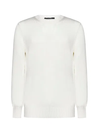 Tagliatore Long Sleeved Crewneck Knitted Jumper In White