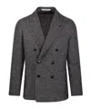 Tagliatore Textured Fabric Double-breasted Front Pockets Notch Lapel In Black
