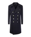 Tagliatore Double-breasted Coat Gold Buttons In Black