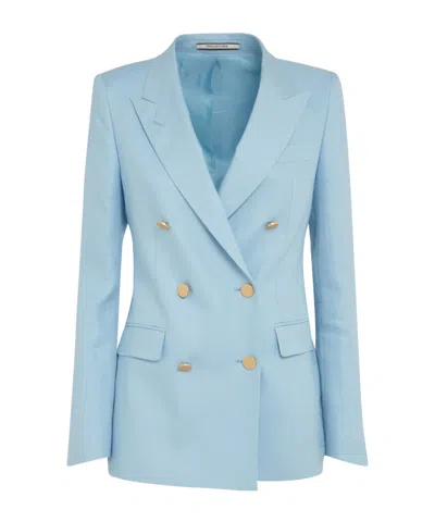 Tagliatore Long-sleeved Double-breasted Suit Jacket In Blue