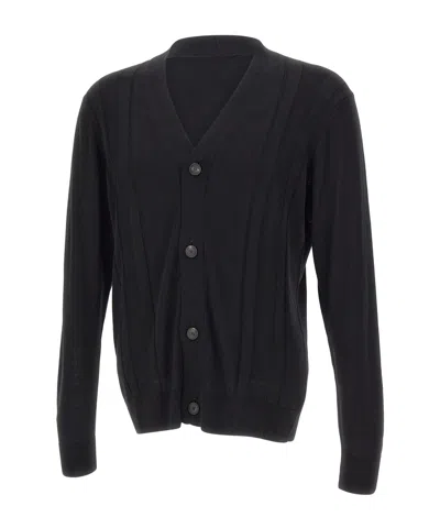 Tagliatore Long-sleeved Knitted Cardigan In Black