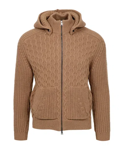 Tagliatore Long-sleeved Knitted Cardigan In Brown