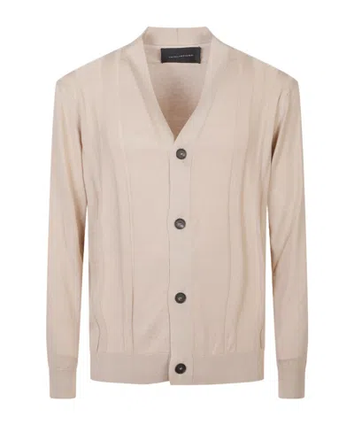 Tagliatore Long-sleeved Knitted Cardigan In Metallic