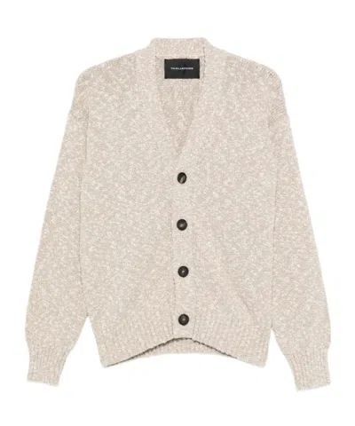 Tagliatore Long-sleeved Knitted Cardigan In Neutral