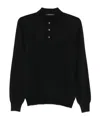 Tagliatore Long-sleeved Polo Shirt In Black