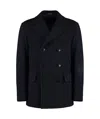 Tagliatore Blue Wool Blend Short Double-breasted Coat In Blue