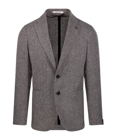 Tagliatore Long-sleeved Single-breasted Blazer In Gray