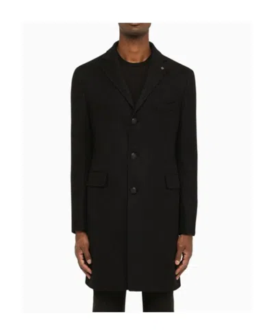 Tagliatore Long-sleeved Single-breasted Coat In Black