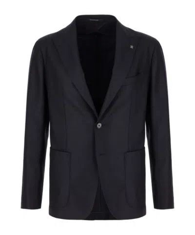 Tagliatore Long-sleeved Single-breasted Suit Jacket In Blue