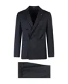 Tagliatore Black Double-breasted Tuxedo Suit With Covered Buttons In Black