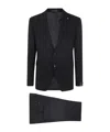 Tagliatore Button Long-sleeved Suit Coat And Trousers Set In Black