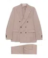 Tagliatore Long-sleeved Suit Coat And Trouser Set In Nude