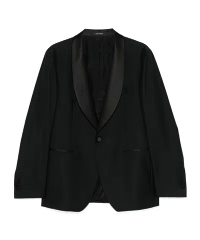 Tagliatore Lapel Long-sleeved Suit Jacket In Black