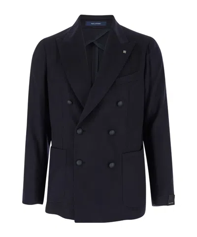 TAGLIATORE TAGLIATORE FELTED-FINISH DOUBLE-BREASTED BLAZER