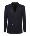 Tagliatore Blazer Doppiopetto In Lino Fiammato In Black