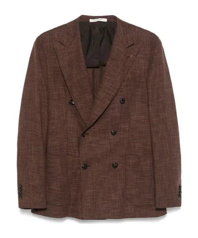 Tagliatore Long-sleeved Suit Coat In Brown