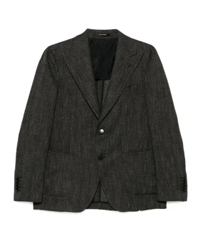 Tagliatore Long-sleeved Suit Jacket In Black