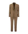 Tagliatore Men Pinstripe Suit In Wool And Silk In Brown