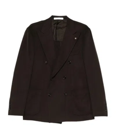 Tagliatore Long-sleeved Suit Jacket In Brown