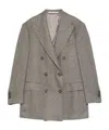 Tagliatore Double Breasted Tweed Blazer Jackets Grey In Gray