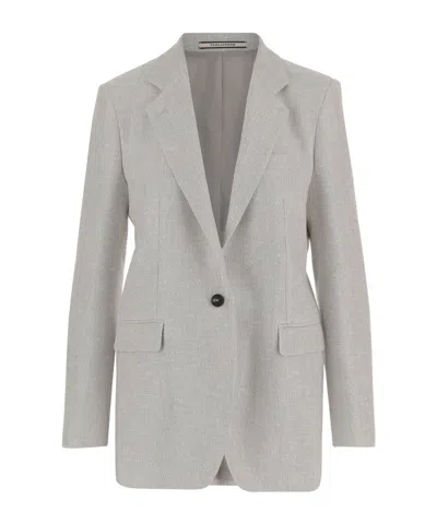 Tagliatore Long-sleeved Suit Jacket In Gray