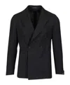 Tagliatore Double-breasted Herringbone Fabric Blazer Jackets Blue In Multi