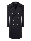 Tagliatore Double-breasted Coat Gold Buttons In Blue